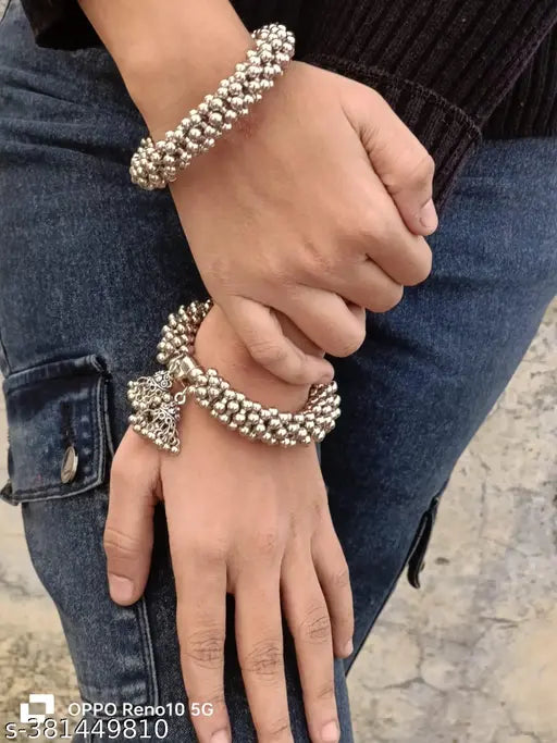 Silver Sterling Silver bangle set (Pack of 2)