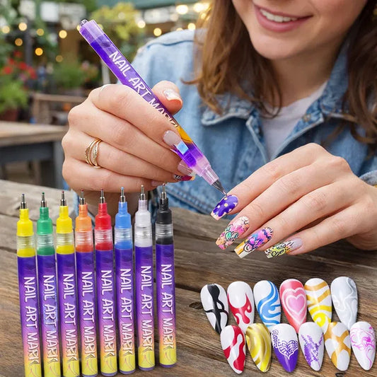 Colorful Nail Art Markers: 12 unique vibrant shades